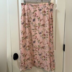 Gina Peters Floral Maxi Baby Pink Pastel Skirt Vintage Made In USA Size 14 Lined